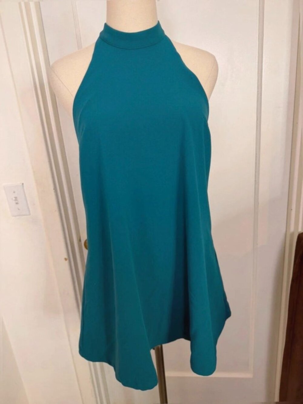 Lovers + Friends Teal Halter Mini Dress XS High Neck Keyhole Back Revolve Party